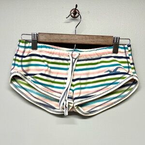Y2K Vintage Hollister Micro Mini Low Rise Shorts Stripes Sweat Lounge Cheeky